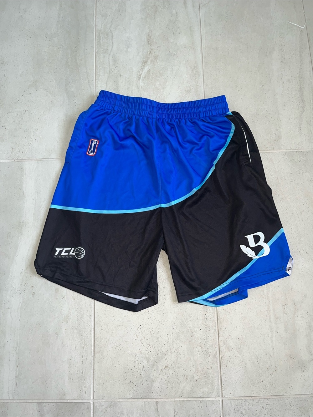Blue & Black Athletic Basketball Shorts with Contrast Trim